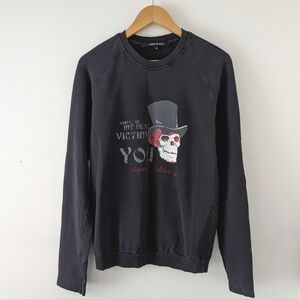 Against My Killer Graphic Skull death Top Hat Horror Fancy Sweat Shirt M Italy